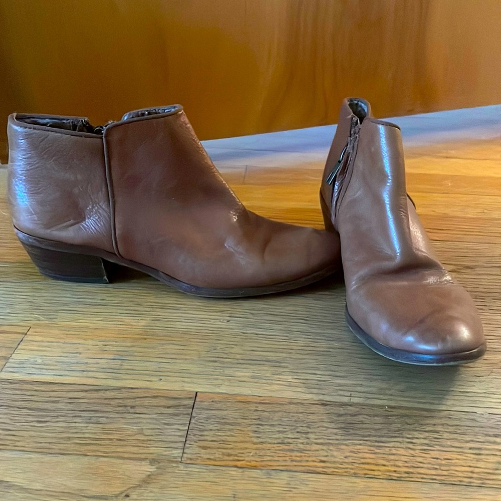 Sam Edelman cognac ankle booties perfect for summer with dresses!